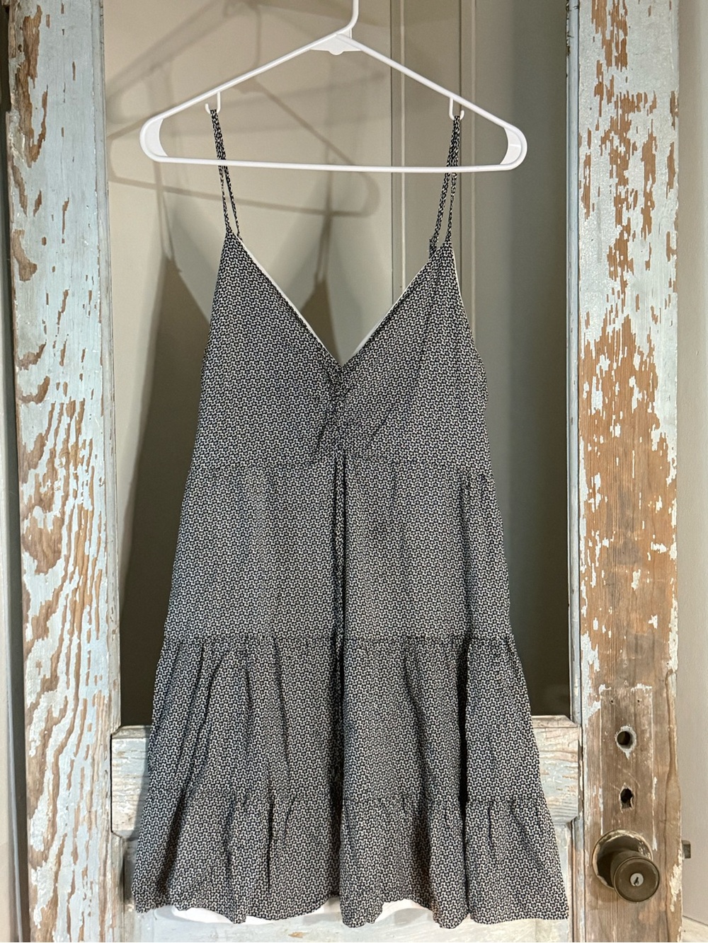 Altar’d State Black & White Patterned Tiered Mini Sundress Size Small